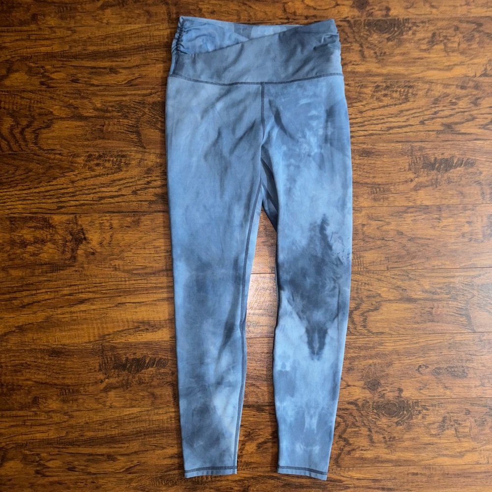 Ododos Women's Light Blue Tie-Dye Leggings Pull-on Workout Tights Size Small